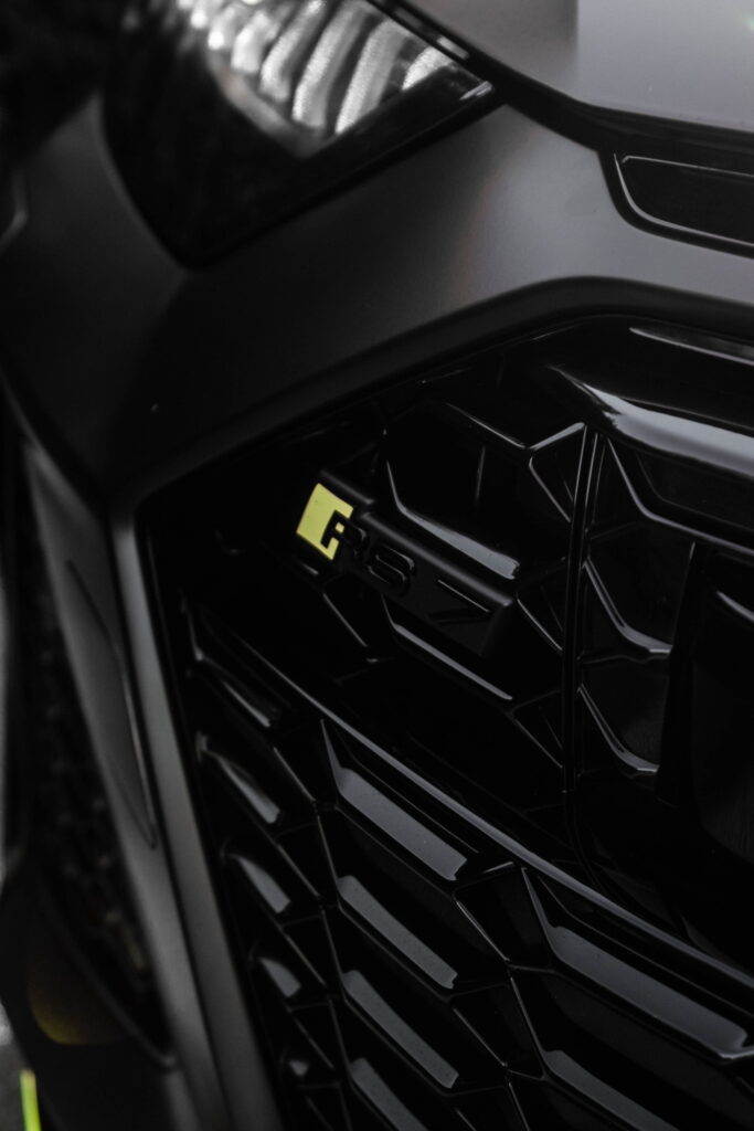 Audi RS7 in 3M 2080 Satin Black with acid green accents by California Motorsports, El Cajon