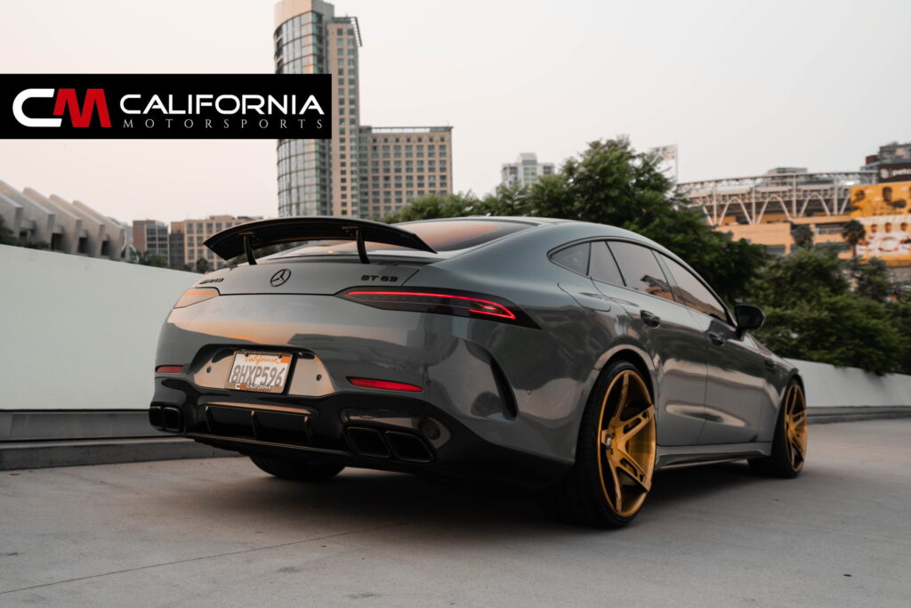 Mercedes-AMG GT 63 4-Door Coupe on gold Forgiato forged wheels fitted by California Motorsports
