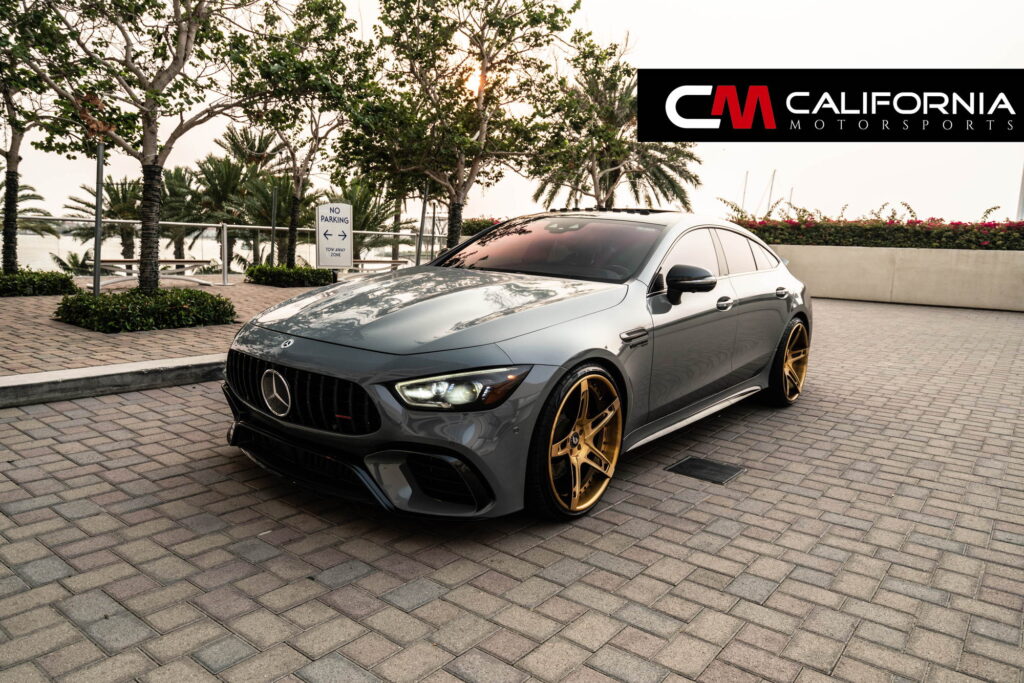 Mercedes-AMG GT 63 4-Door Coupe on gold Forgiato forged wheels fitted by California Motorsports