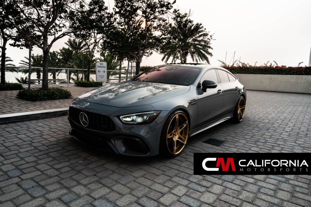 Mercedes-AMG GT 63 4-Door Coupe on gold Forgiato forged wheels fitted by California Motorsports