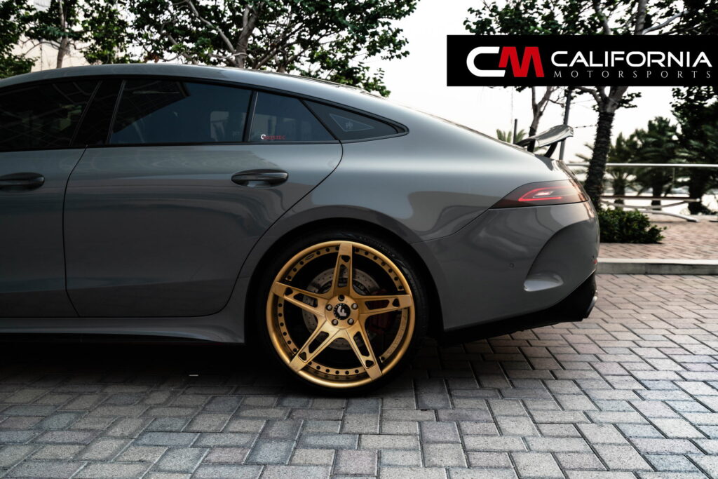 Mercedes-AMG GT 63 4-Door Coupe on gold Forgiato forged wheels fitted by California Motorsports