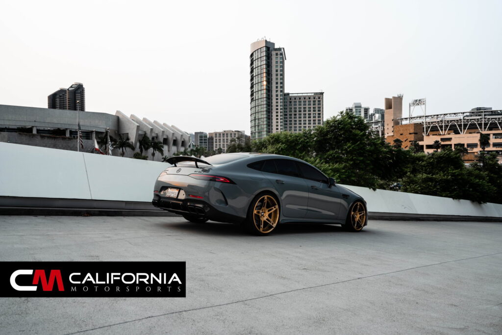 Mercedes-AMG GT 63 4-Door Coupe on gold Forgiato forged wheels fitted by California Motorsports