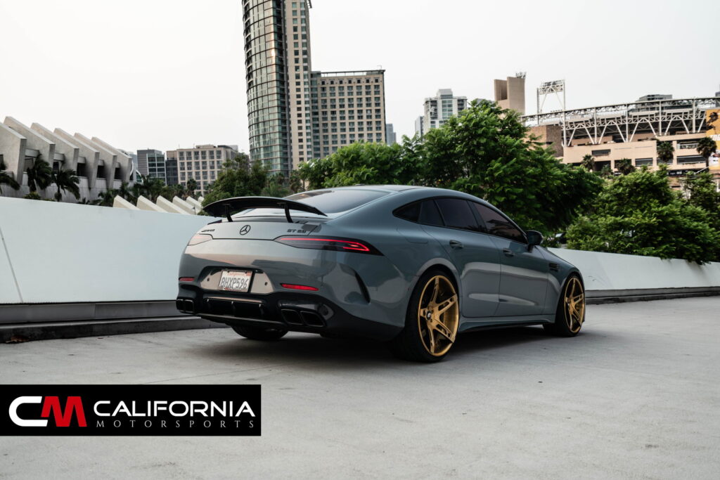 Mercedes-AMG GT 63 4-Door Coupe on gold Forgiato forged wheels fitted by California Motorsports