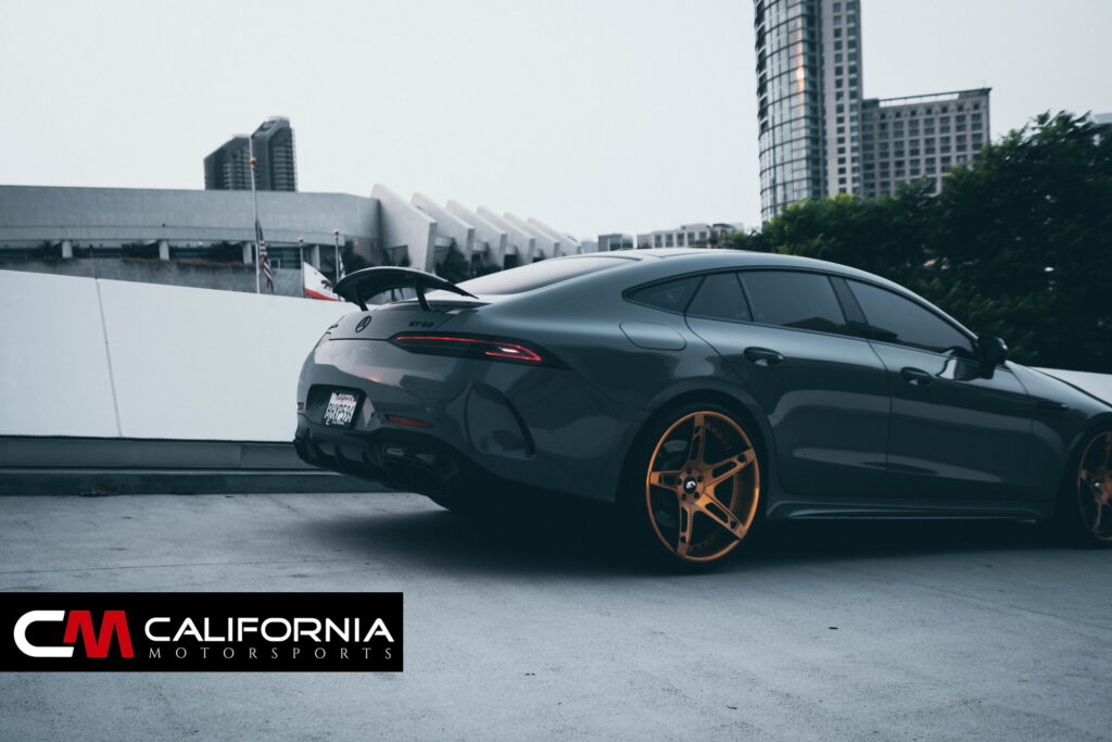 Mercedes-AMG GT 63 4-Door Coupe on gold Forgiato forged wheels fitted by California Motorsports