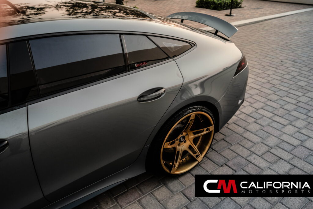 Mercedes-AMG GT 63 4-Door Coupe on gold Forgiato forged wheels fitted by California Motorsports
