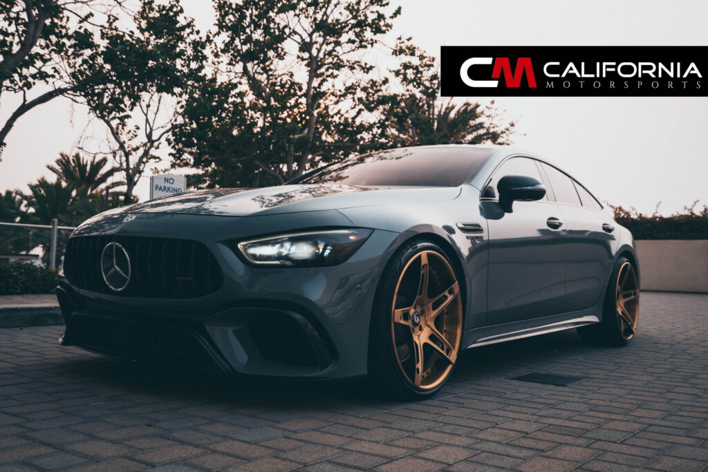 Mercedes-AMG GT 63 4-Door Coupe on gold Forgiato forged wheels fitted by California Motorsports