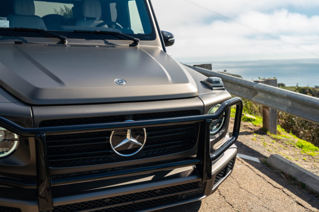 Mercedes-Benz G-Wagon in a matte silver gray color-change wrap by California Motorsports, El Cajon