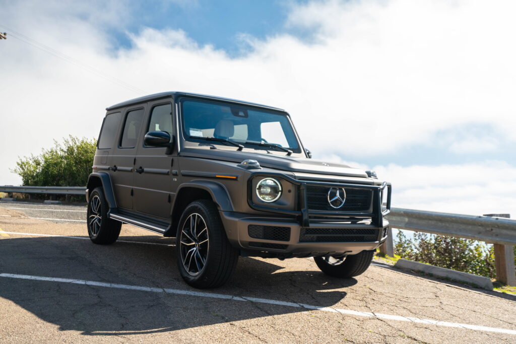Mercedes-Benz G-Wagon in a matte silver gray color-change wrap by California Motorsports, El Cajon