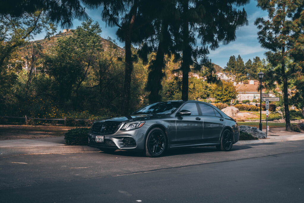 Mercedes-Benz S560 with a full gloss black chrome delete and black wheels by California Motorsports