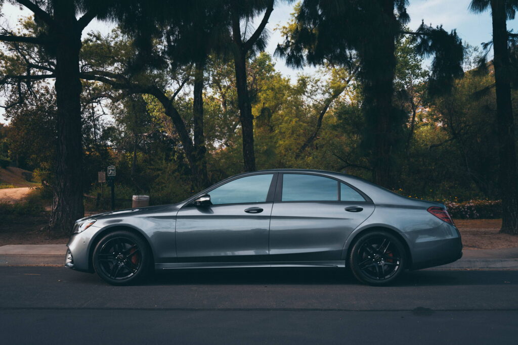 Mercedes-Benz S560 with a full gloss black chrome delete and black wheels by California Motorsports