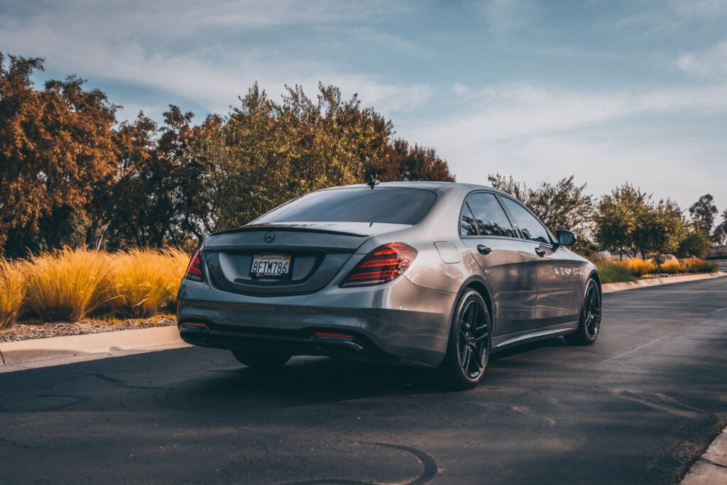 Mercedes-Benz S560 with a full gloss black chrome delete and black wheels by California Motorsports
