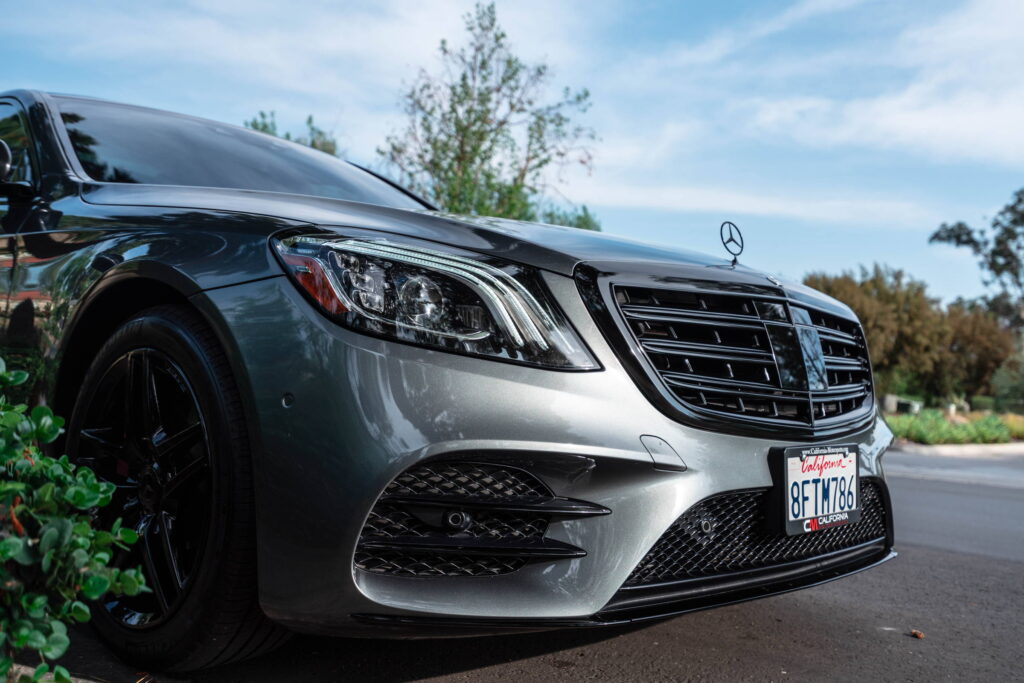 Mercedes-Benz S560 with a full gloss black chrome delete and black wheels by California Motorsports